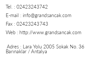 Grand Sancak Hotel iletiim bilgileri